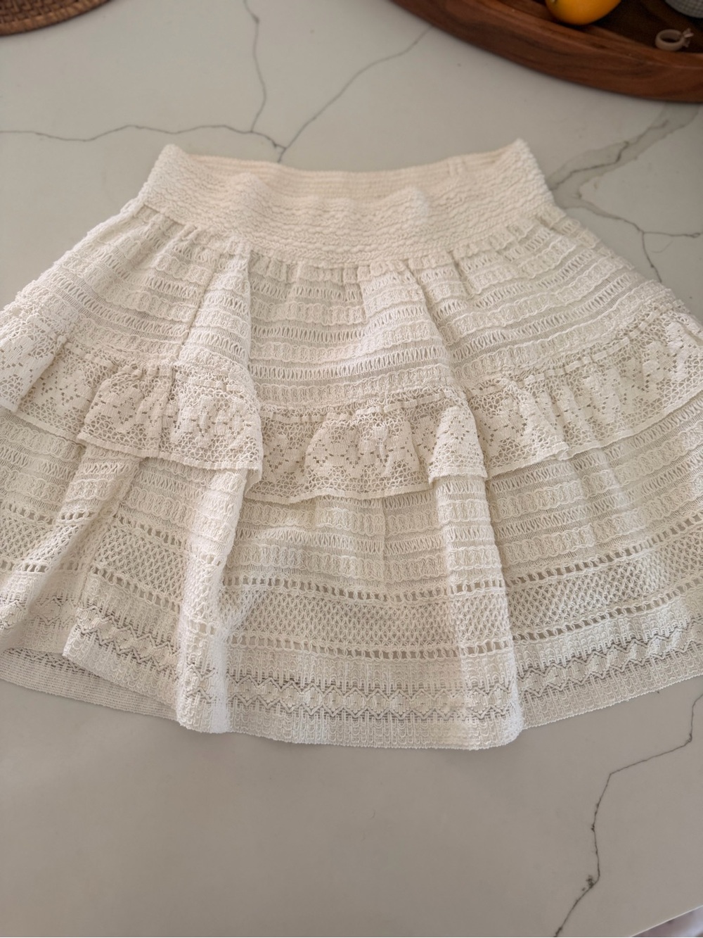 Aerie Cream Smocked Waist Skirt